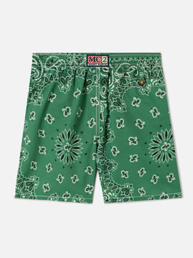 Caprese Jr swim shorts with military green bandana print