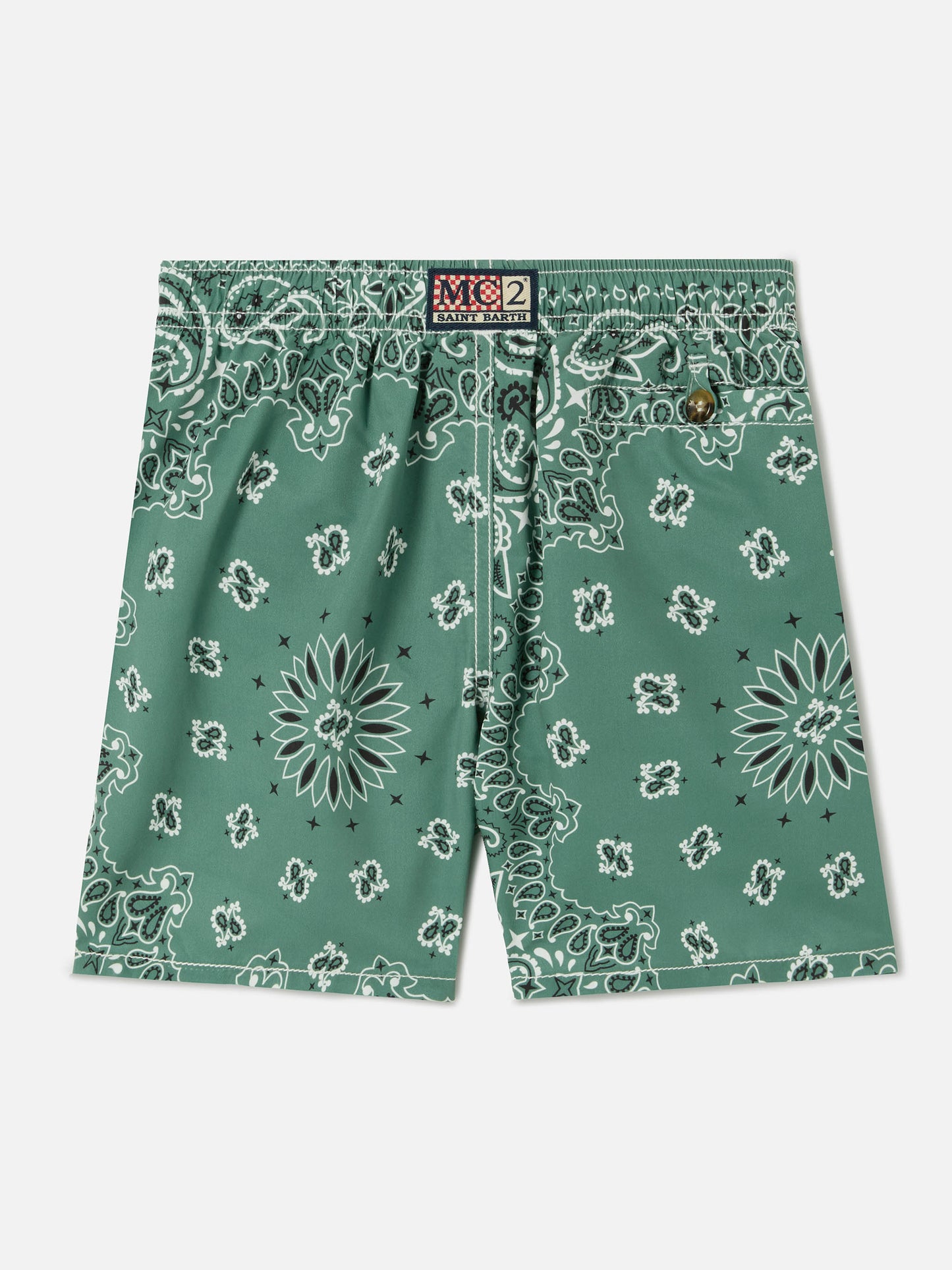 Caprese Jr swim shorts with military green bandana print