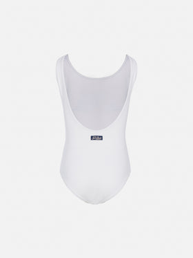 Cara one-piece swimsuit with St. Barth sunset rhinestone design