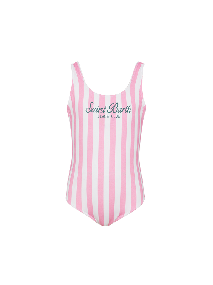 Costume intero Cara con stampa a righe rosa