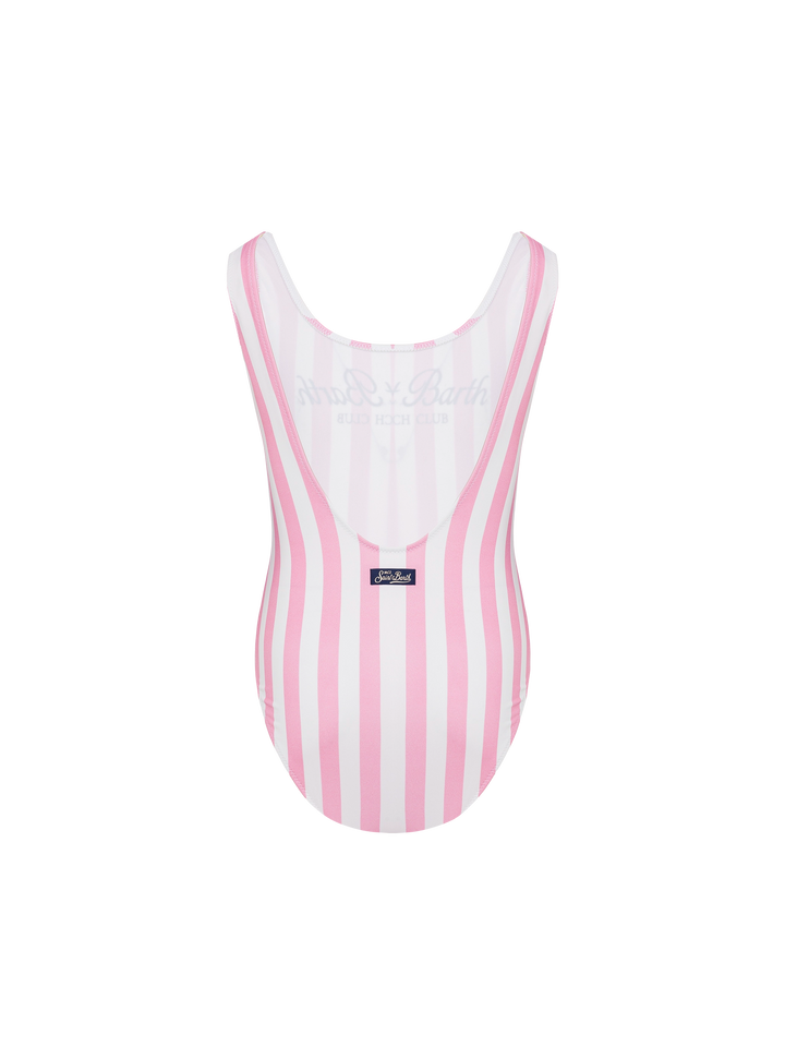 Costume intero Cara con stampa a righe rosa