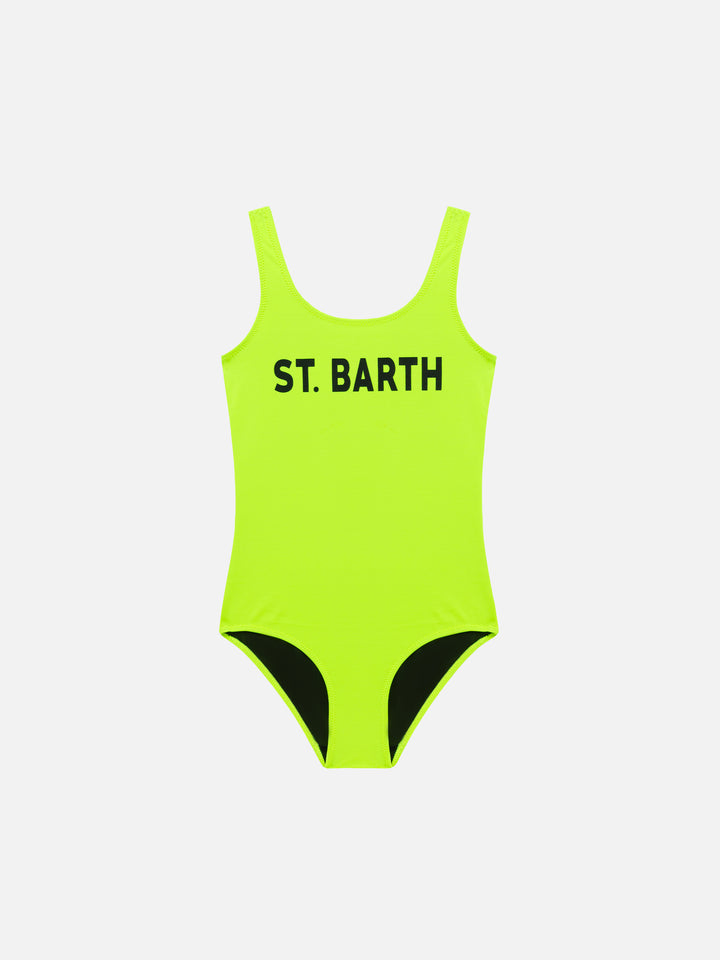 St. Barth print yellow fluo girl's one piece swimsuit - MC2 Saint Barth