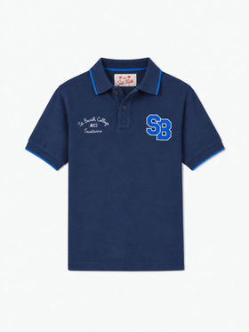 Polo Cardiff Jr blu in piquet con ricamo