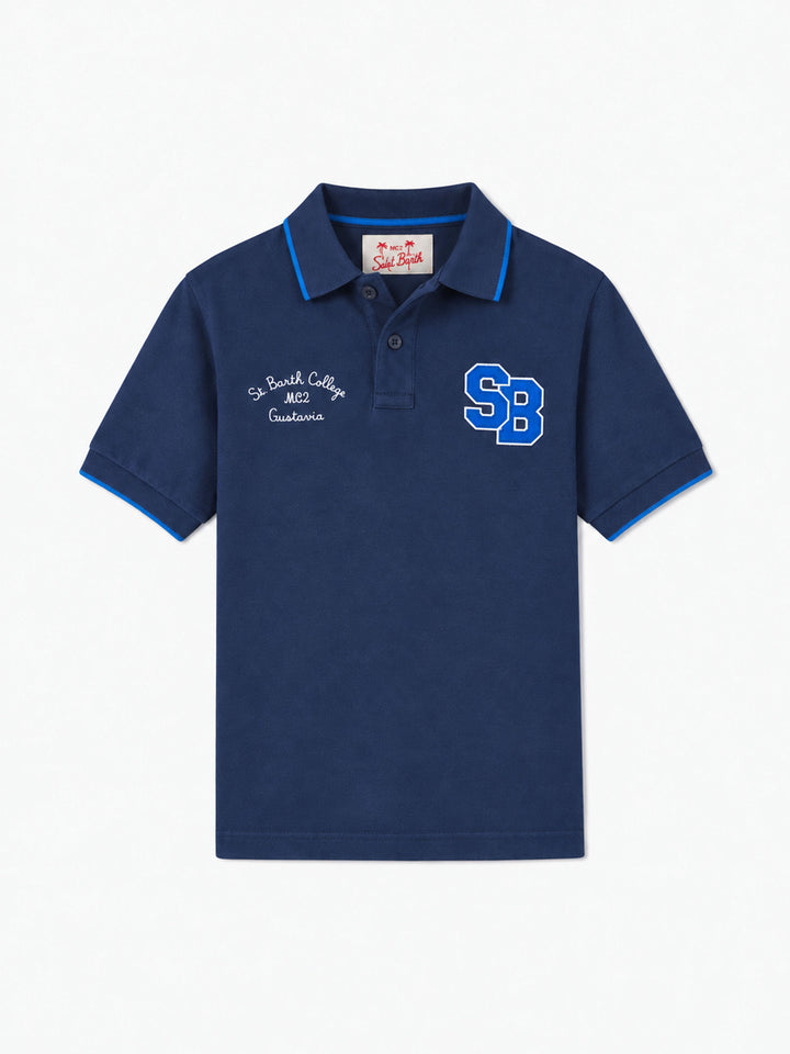 Polo en piqué de coton bleu pour garçon 
