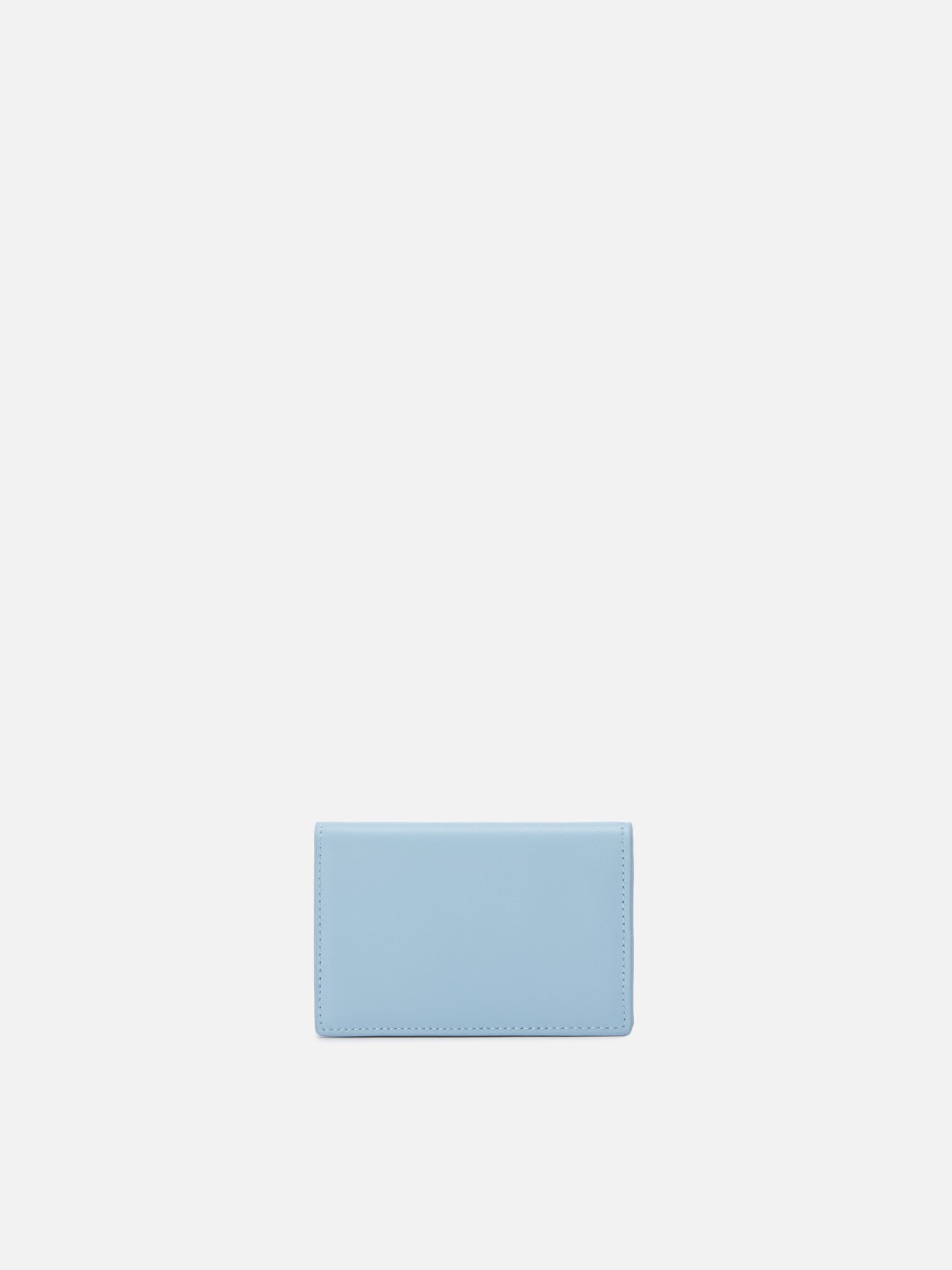 Portacarte in pelle liscia azzurro con logo metallico