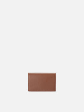 Portacarte marrone in pelle con stampa logo