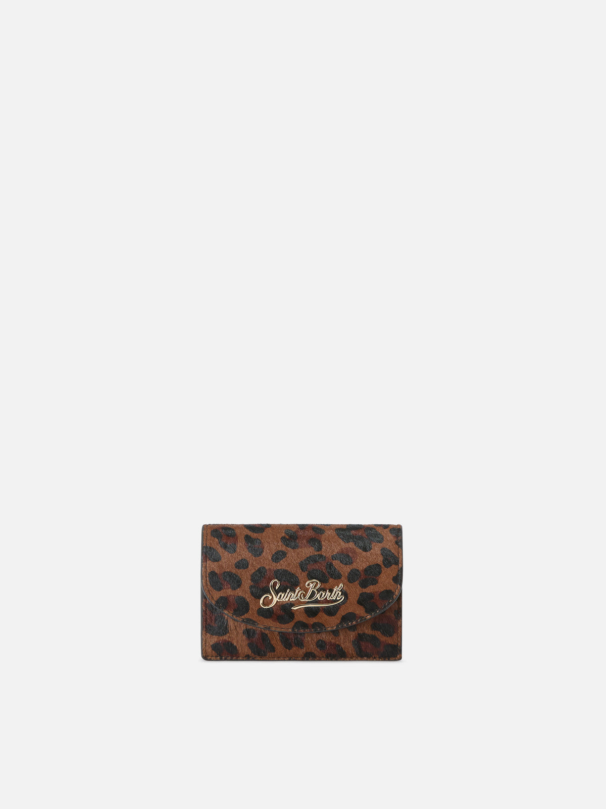 Porte-cartes en cuir à imprimé léopard 