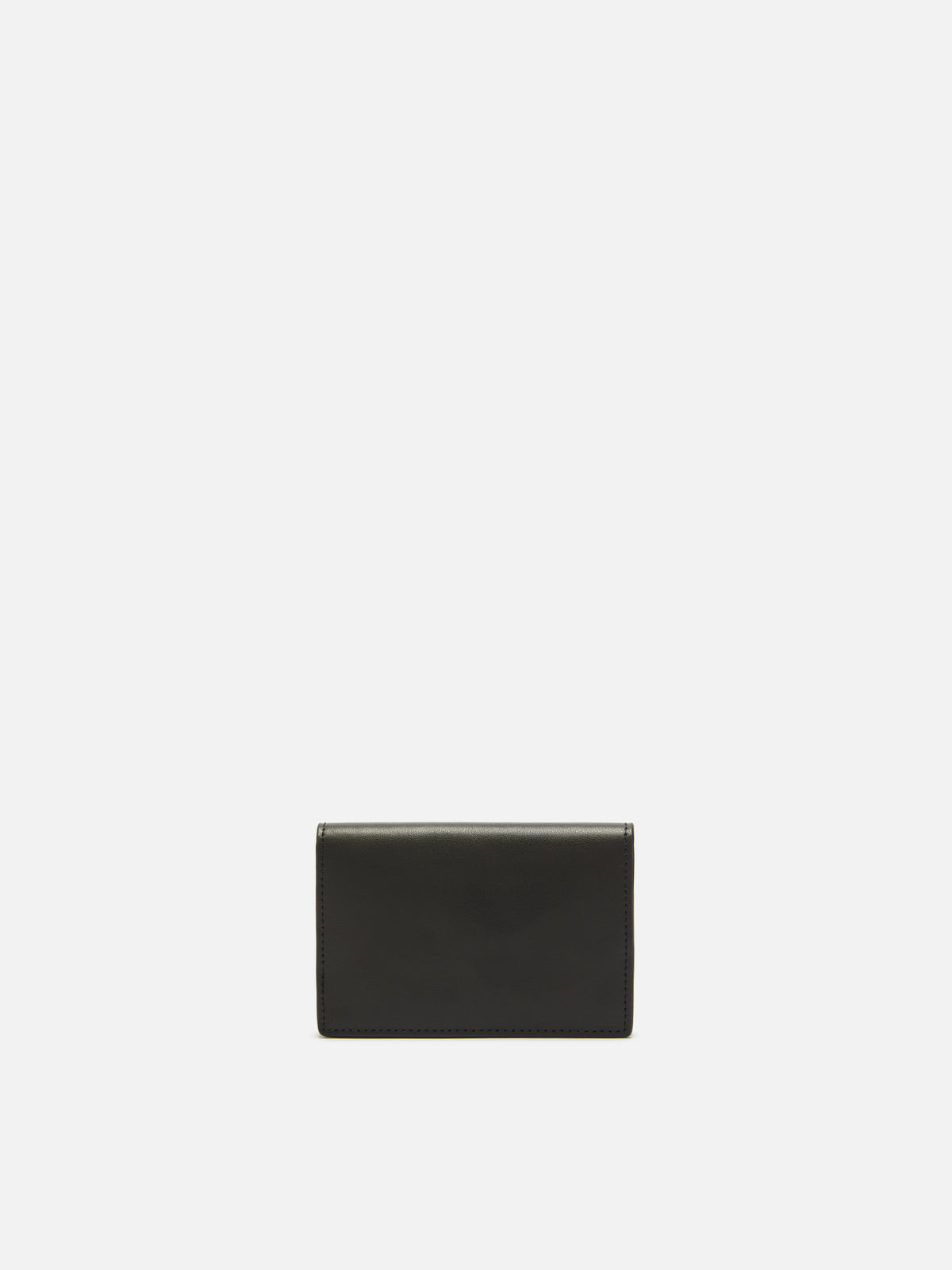 Black leather card holder with logo print
