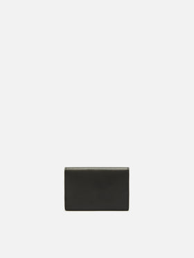 Black leather card holder with logo print