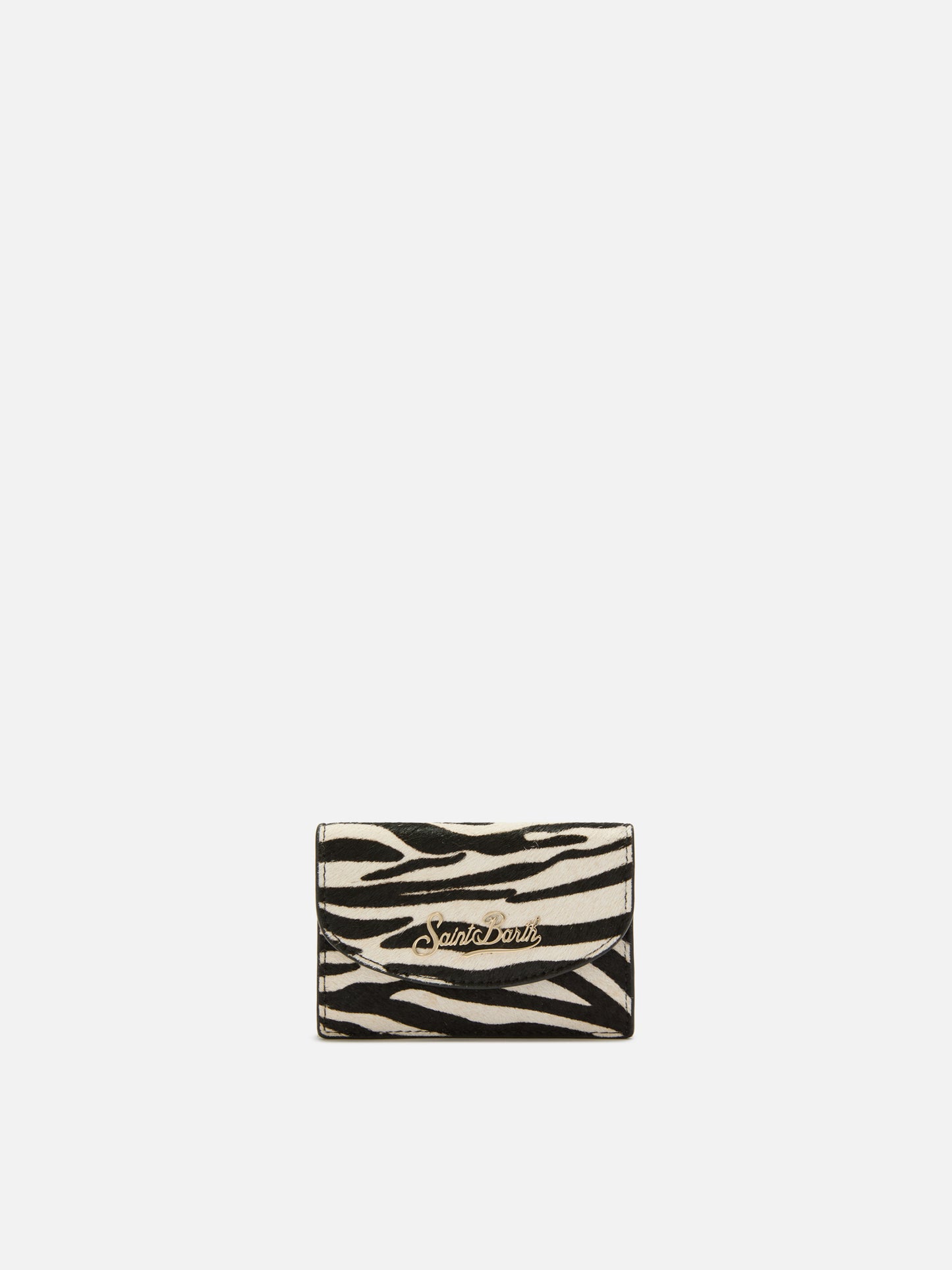 Portacarte Card Holder in pelle spazzolata e cavallino zebrato
