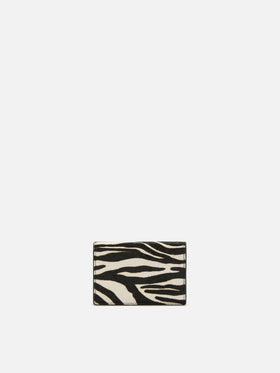 Portacarte Card Holder in pelle spazzolata e cavallino zebrato