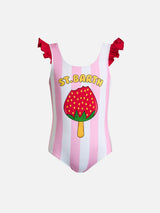 Costume intero da bambina Carol con spalline arricciate