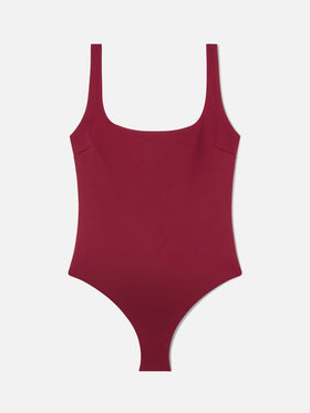 Maillot de bain une-pièce Cassandra à encolure carrée en bordeaux 