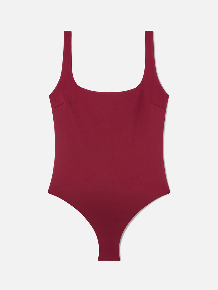 Maillot de bain une-pièce Cassandra à encolure carrée en bordeaux 