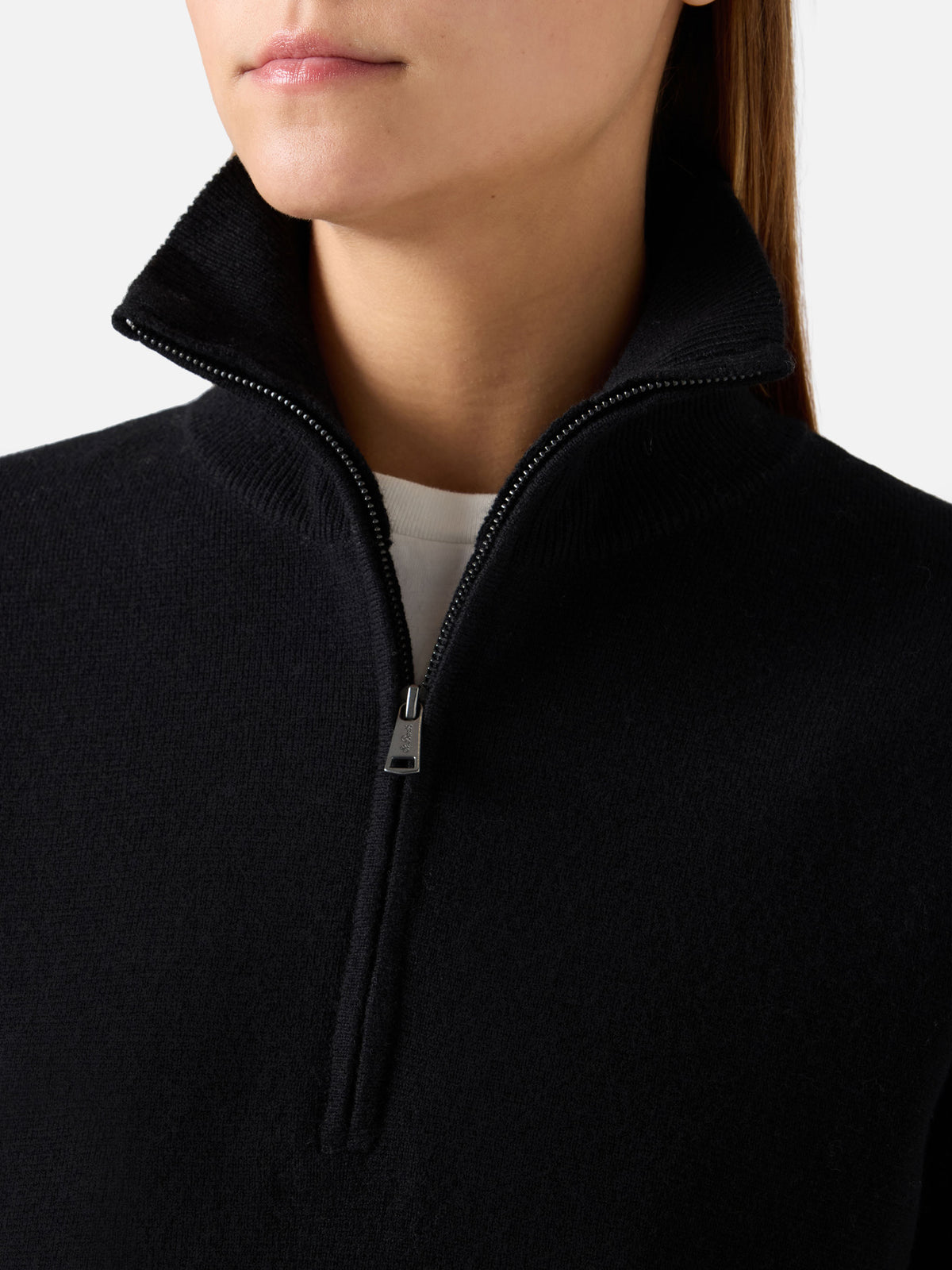 Black Capucine wool half-zip knit