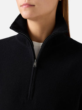 Black Capucine wool half-zip knit