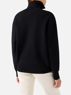 Black Capucine wool half-zip knit