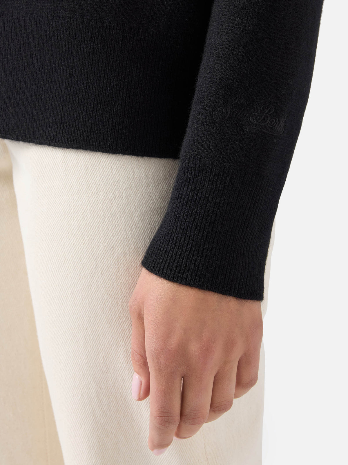 Black Capucine wool half-zip knit