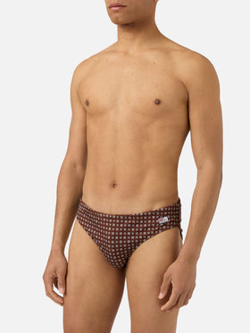 Slip mare Cayo marrone con stampa geometrica