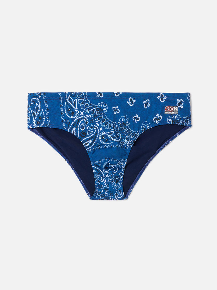 Slip mare Cayo con stampa bandanna blu navy