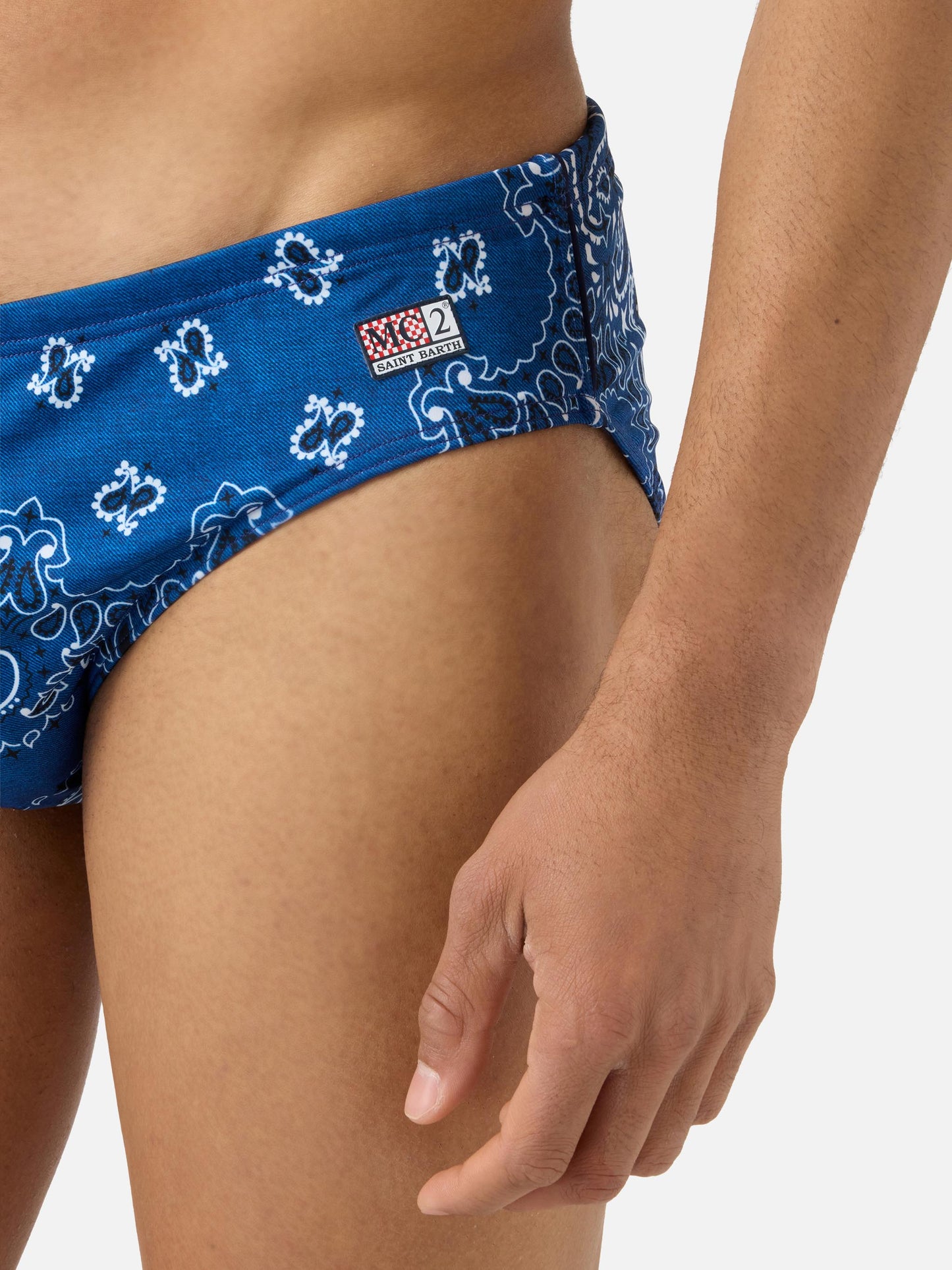 Slip mare Cayo con stampa bandanna blu navy