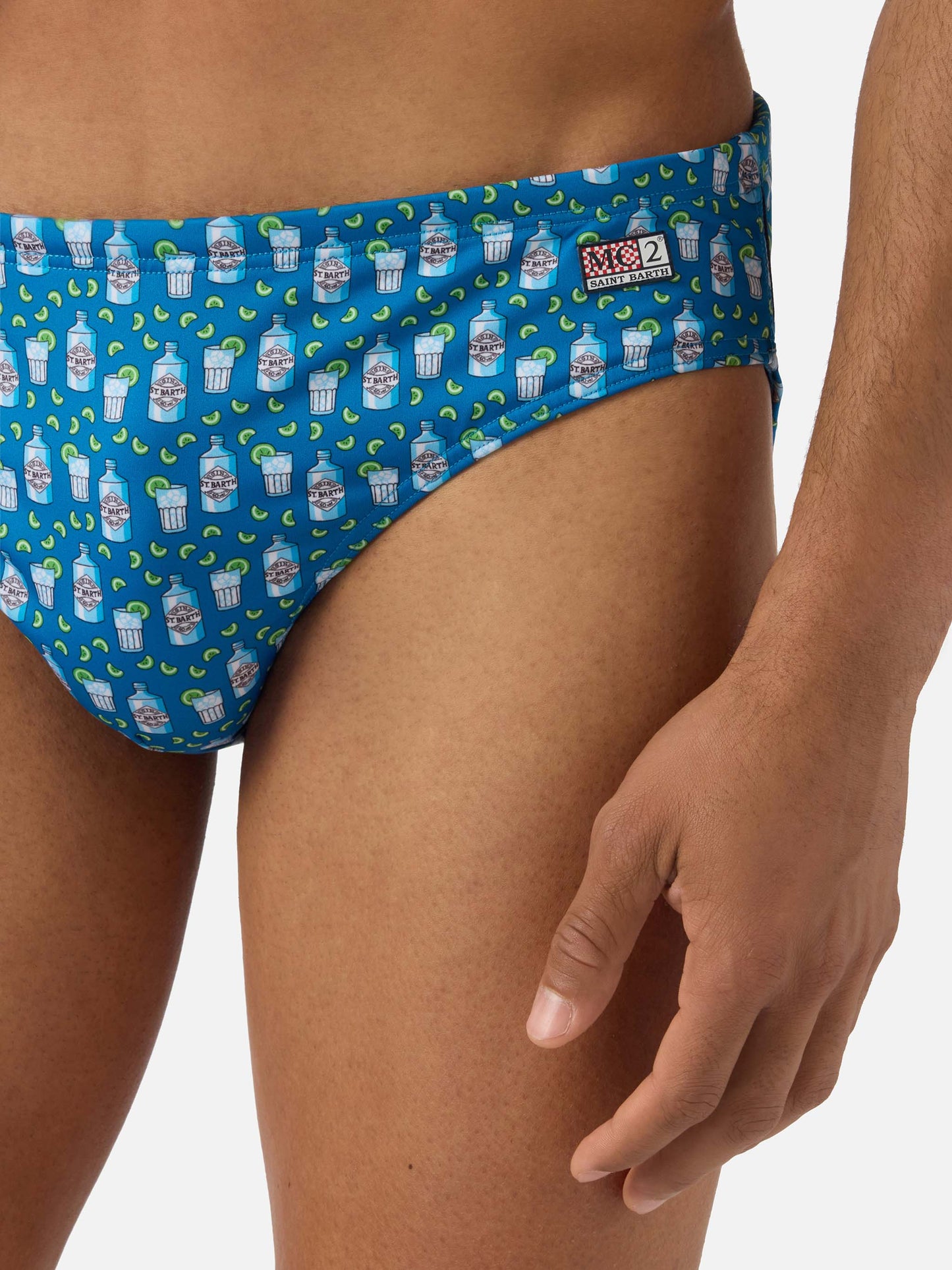Slip mare Cayo blu navy con stampa cocktail all-over