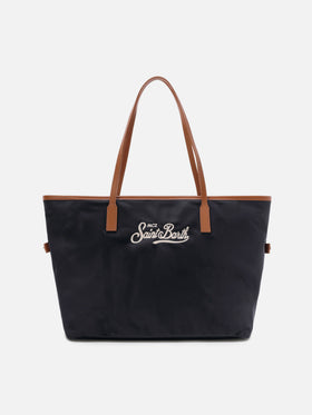 Schwarze City Bag aus Nylon in regulärer Größe 