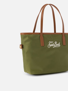 Military green City medium nylon bag