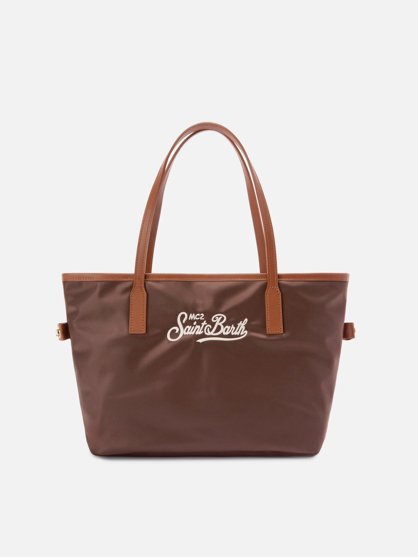 Borsa City medium in nylon marrone