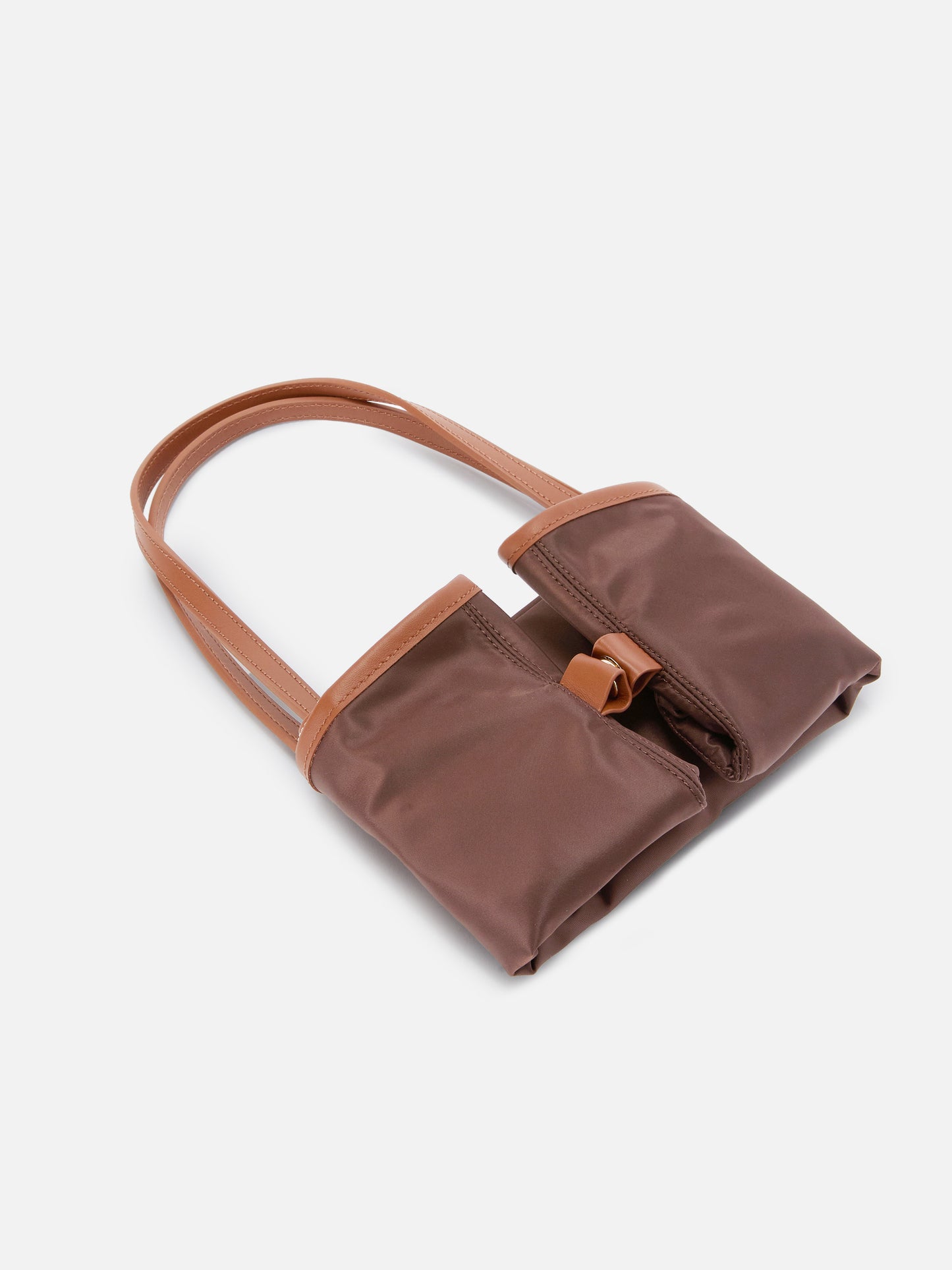 Borsa City medium in nylon marrone