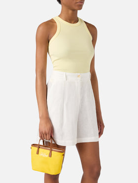 Borsa City mini in nylon giallo