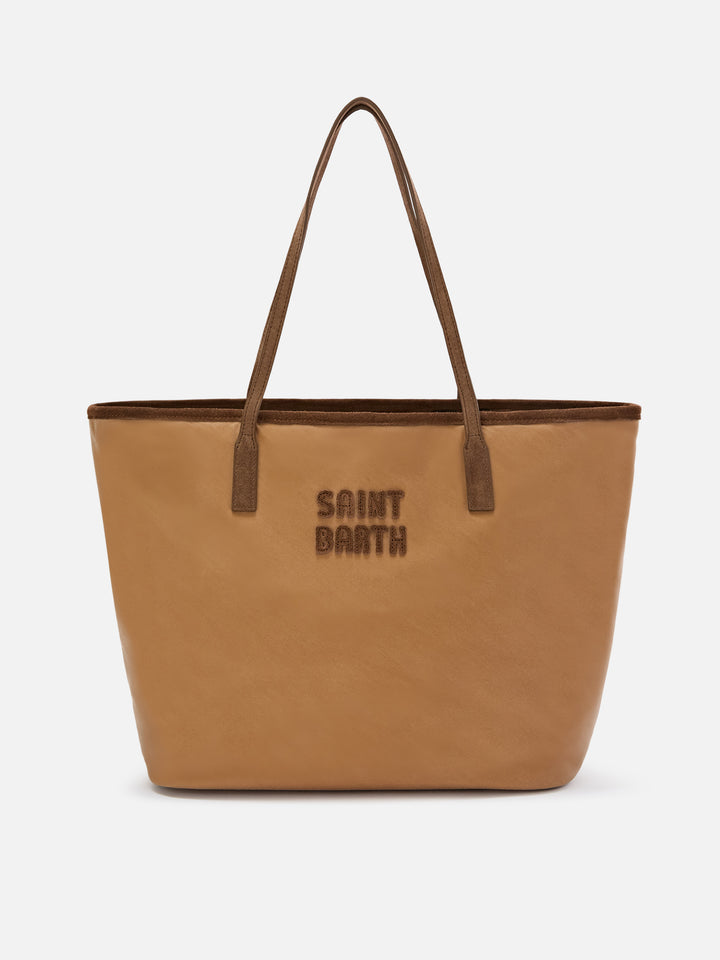 Bolso grande City encerado Nut con bordado del logo 