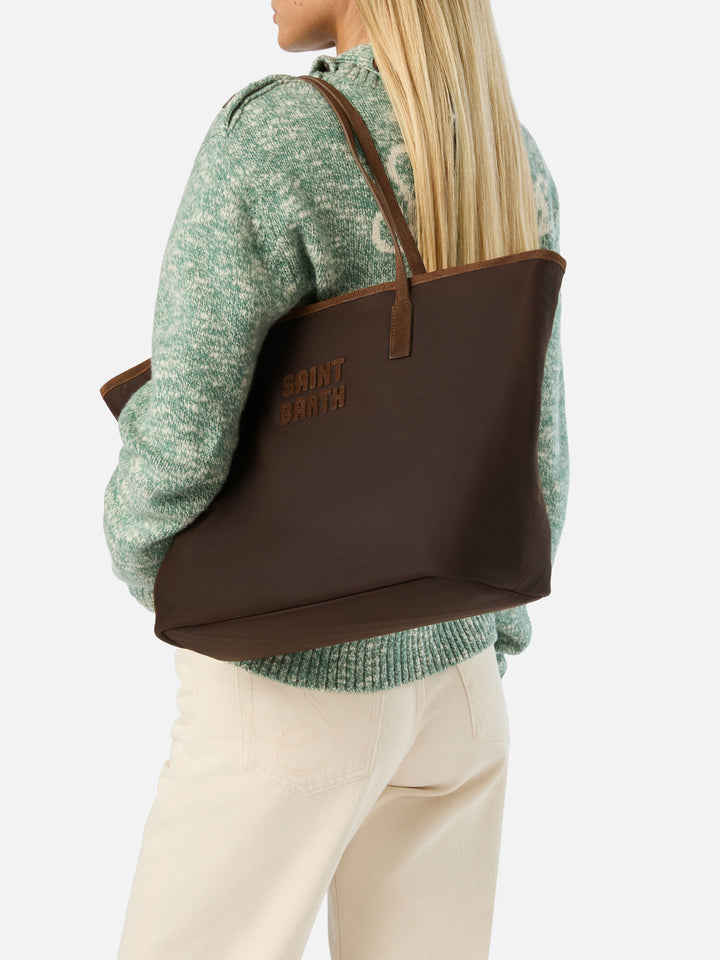 Bolso Brown Large City encerado con bordado del logo 