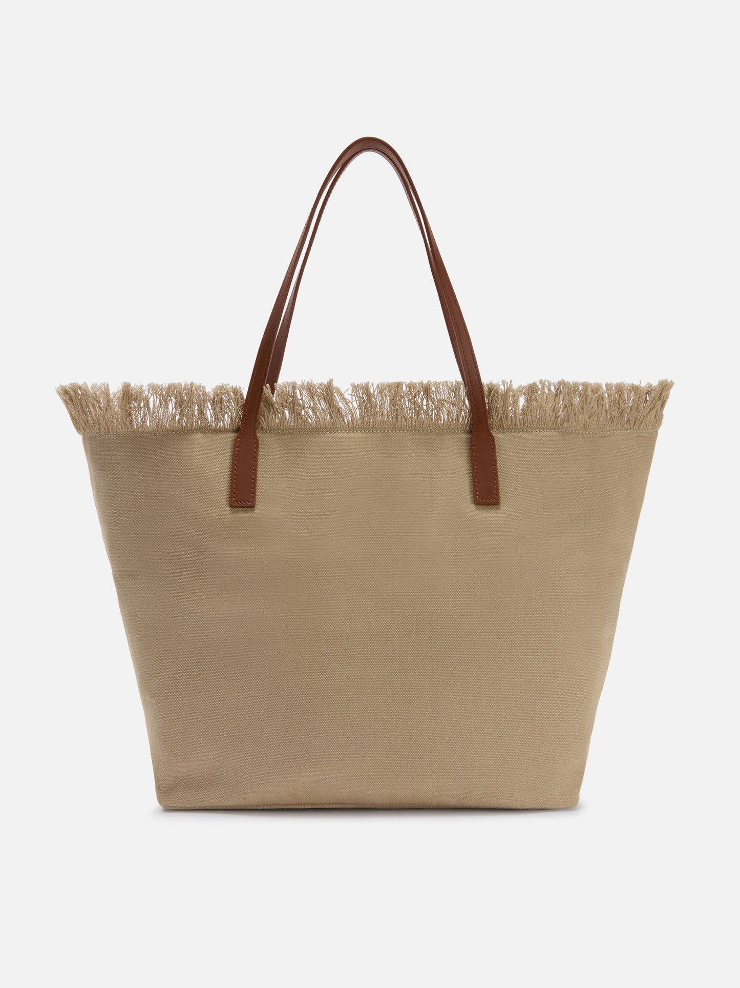 Beige regular City canvas bag with fringes