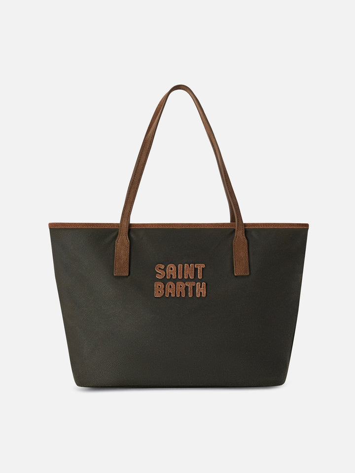 Military green Medium City waxed bag with logo embroidery