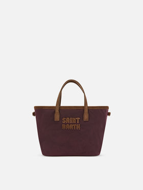 Borsa Mini City bordeaux in tessuto cerato con ricamo logo