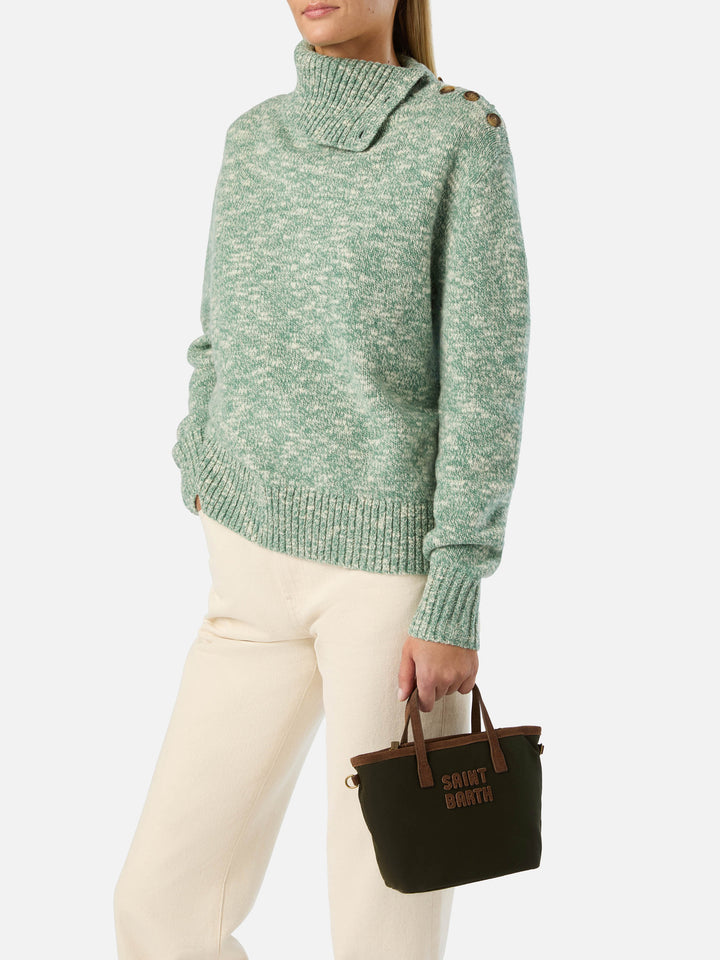 Military green Mini City waxed bag with logo embroidery