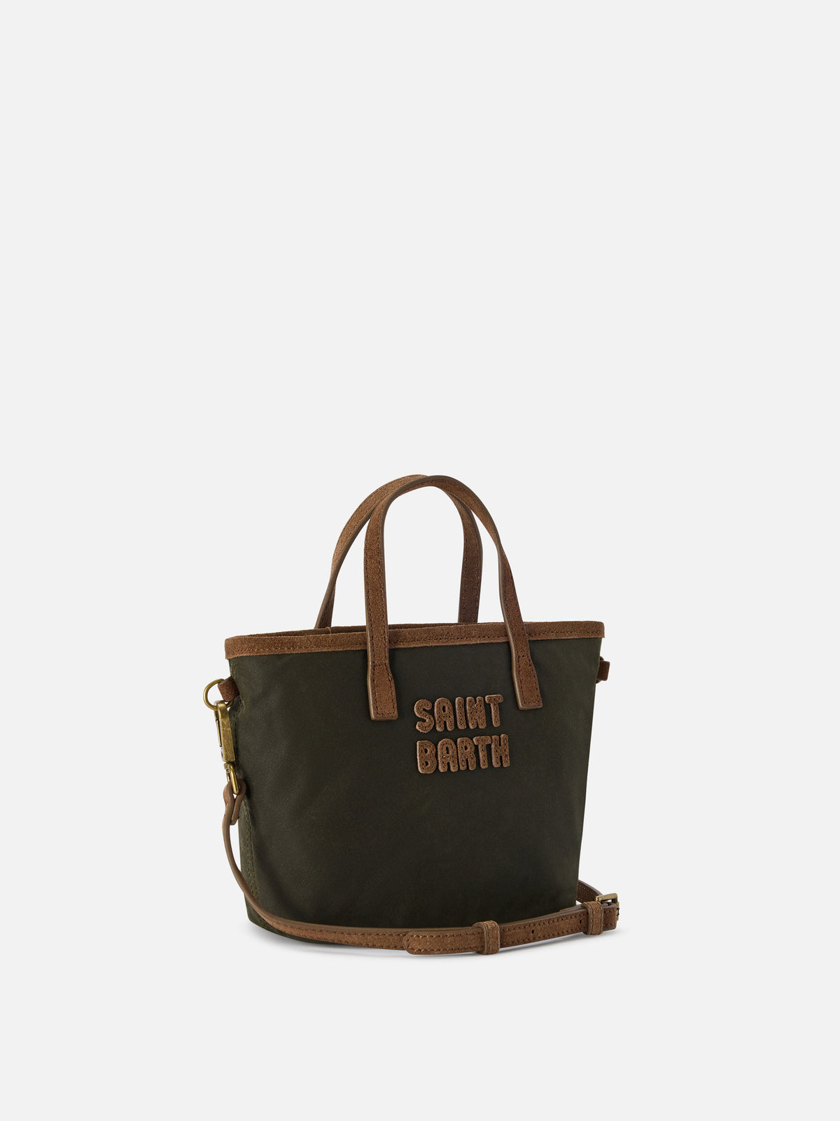Military green Mini City waxed bag with logo embroidery