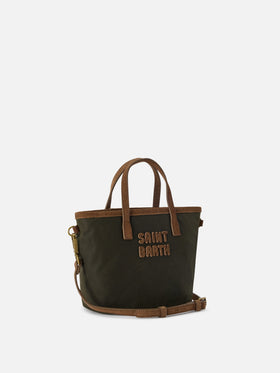 Military green Mini City waxed bag with logo embroidery