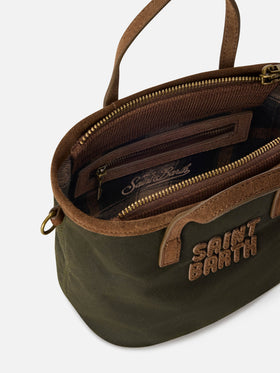 Military green Mini City waxed bag with logo embroidery