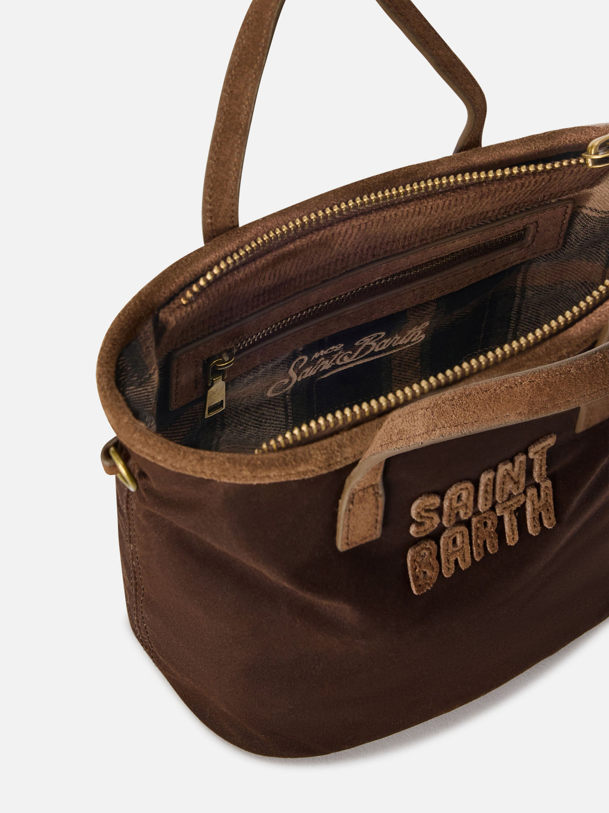Mini sac City ciré marron avec logo brodé 