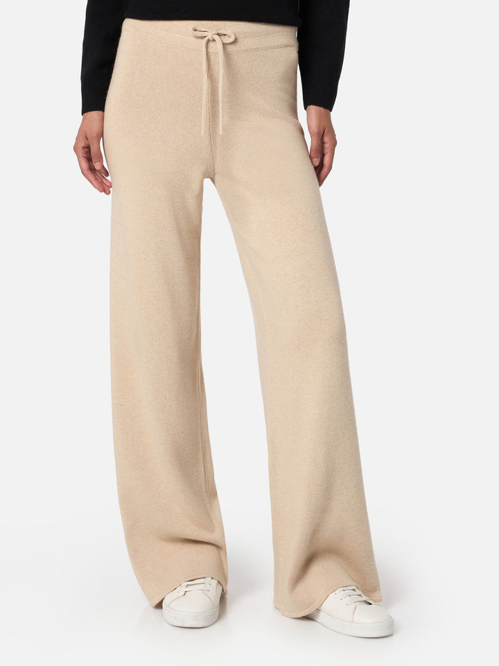 Woman beige cashmere blend knit pants Cambon