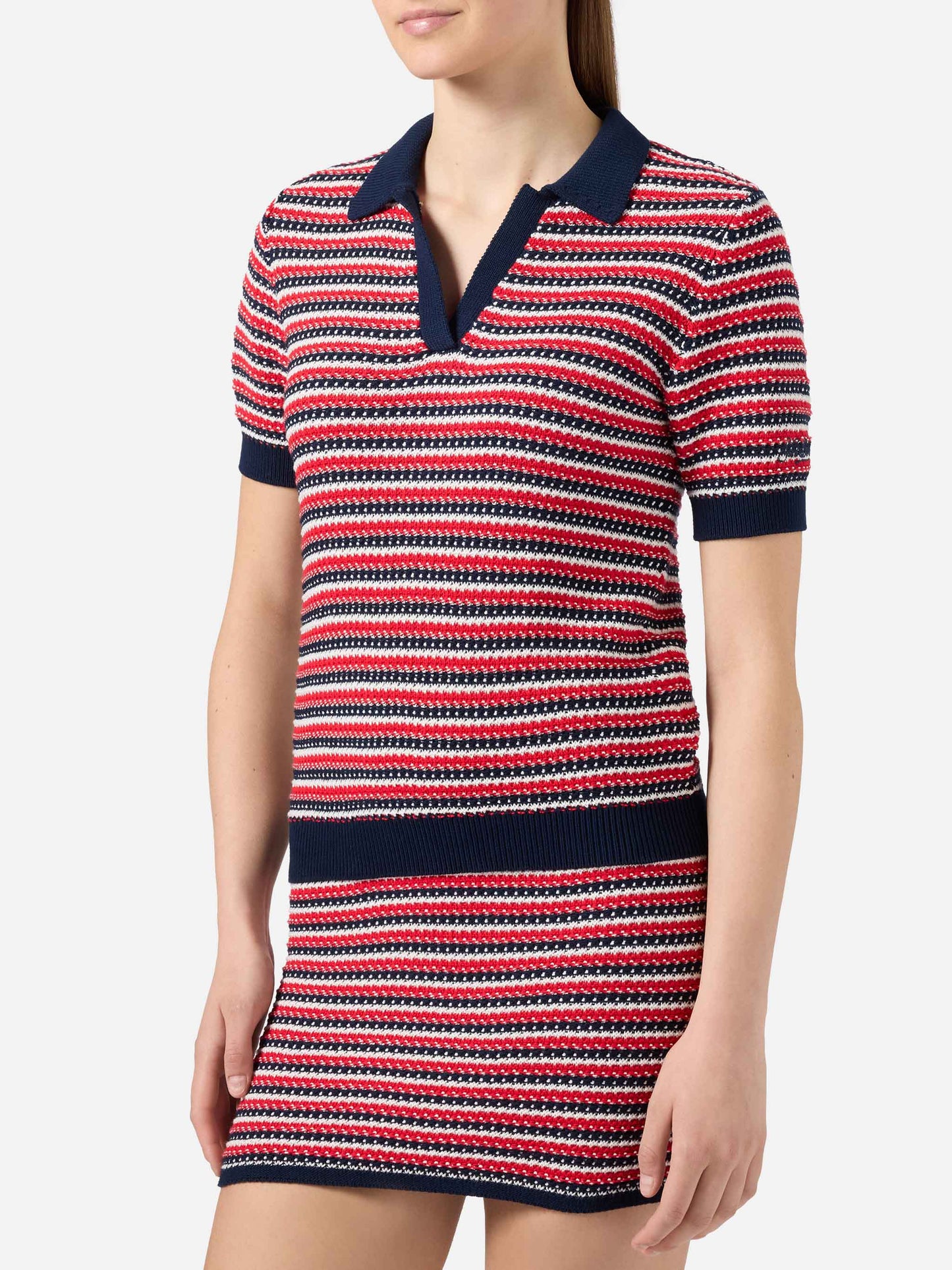 Striped Caddy Ridge cotton knit polo