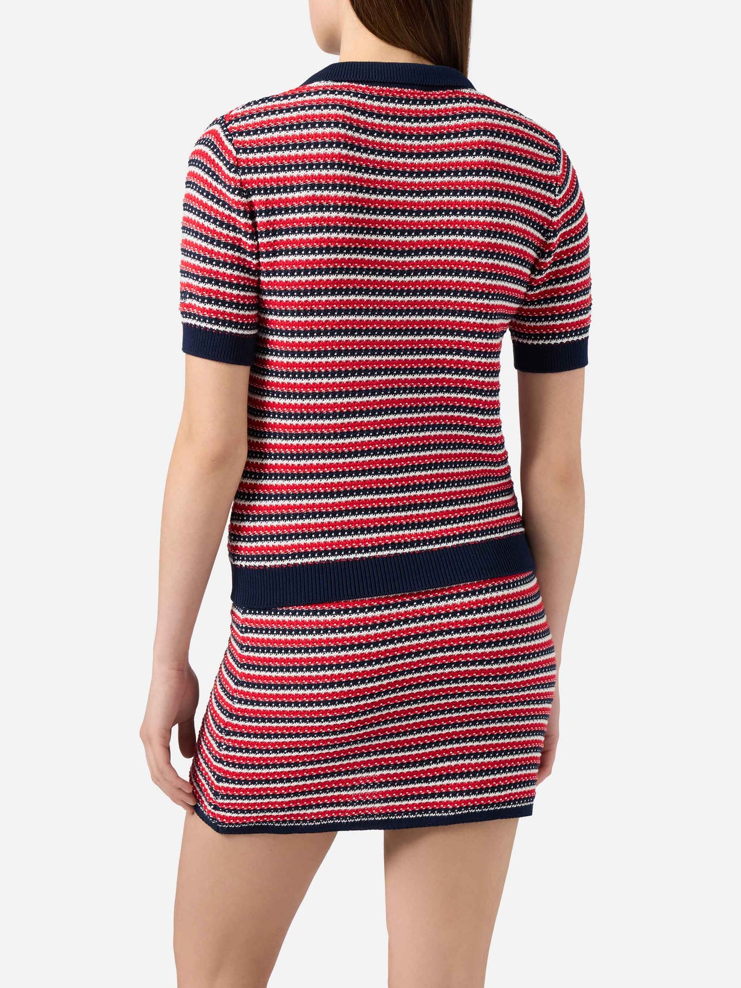 Striped Caddy Ridge cotton knit polo