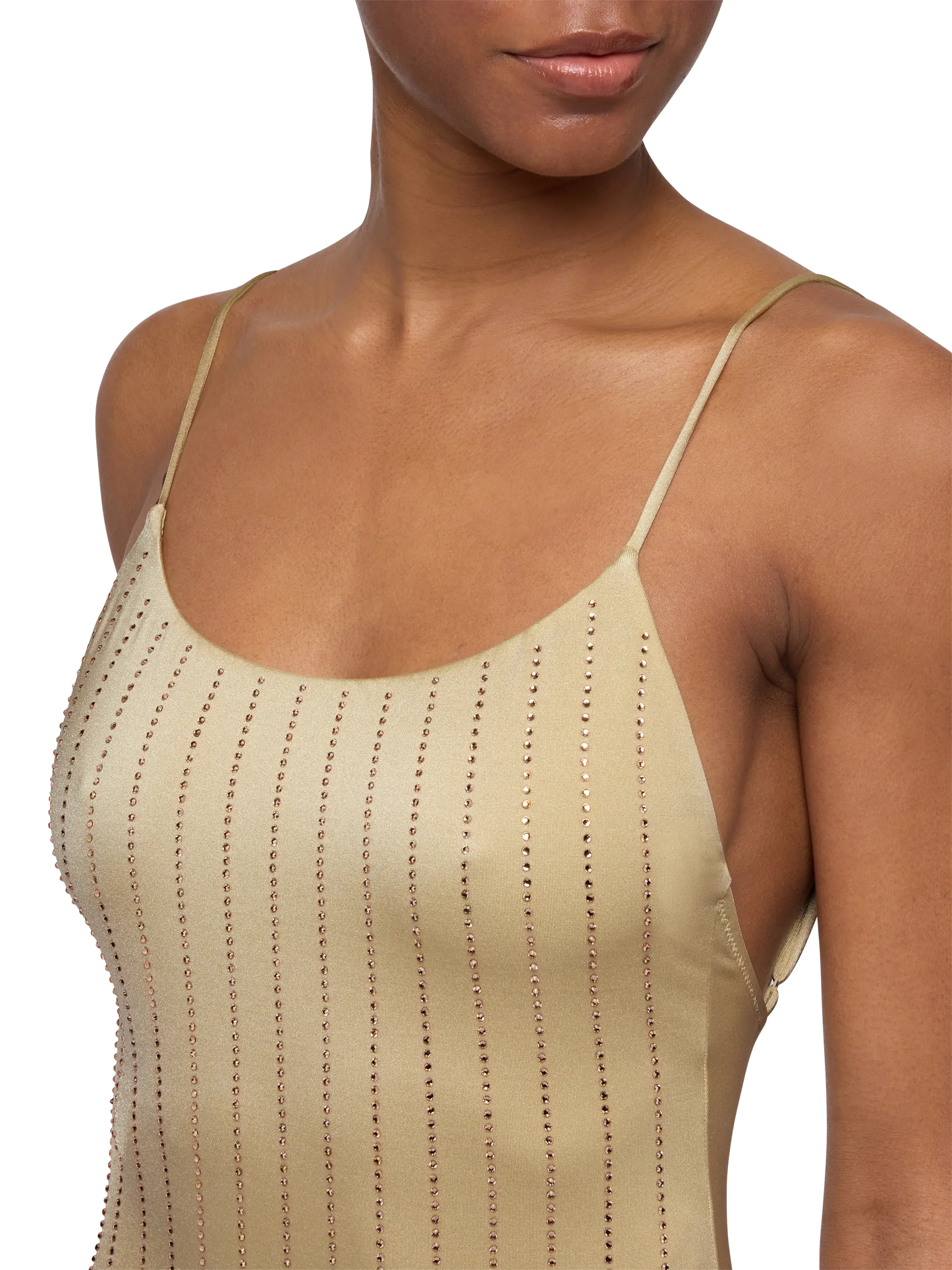 One-piece swimsuit Cecille with rhinestone striped embellishment