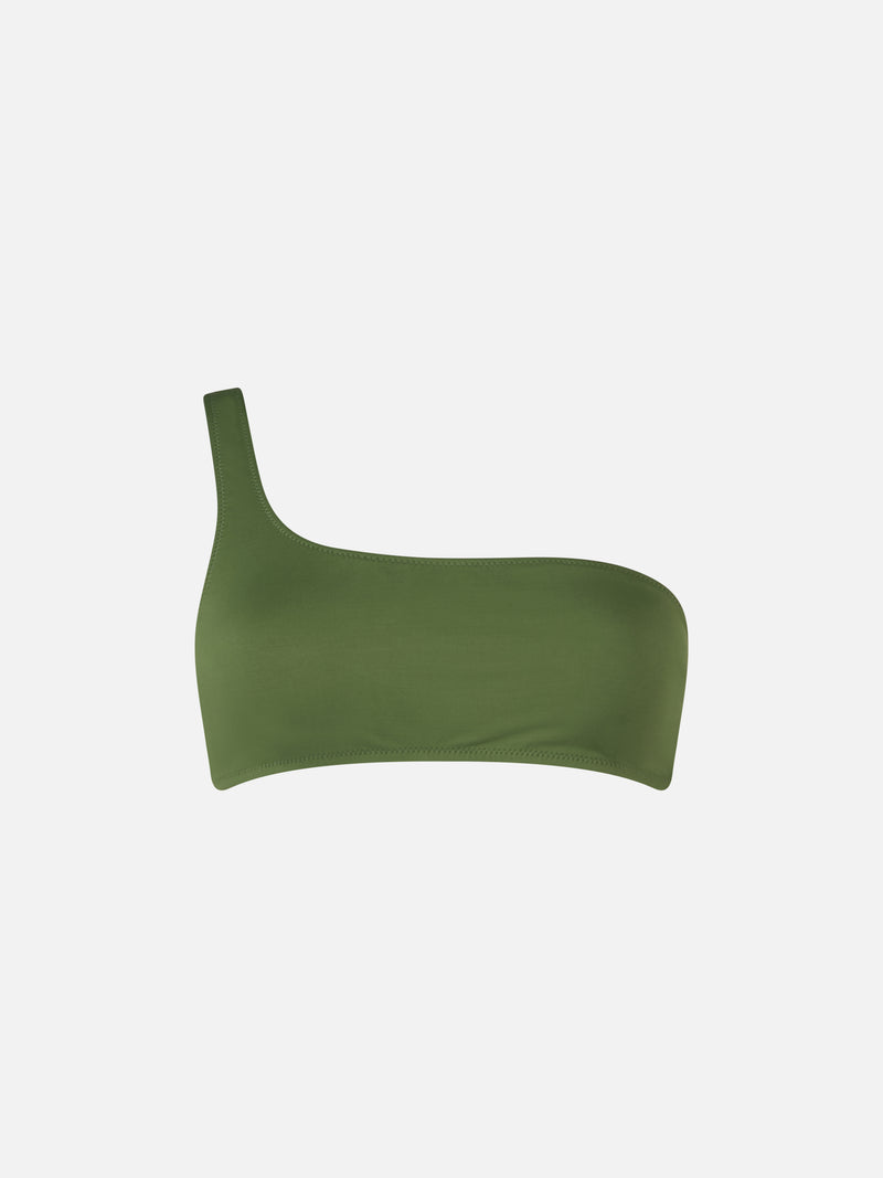 Military green one shoulder bralette top Celestine