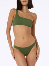 Woman military green one shoulder bralette bikini Celestine Maia