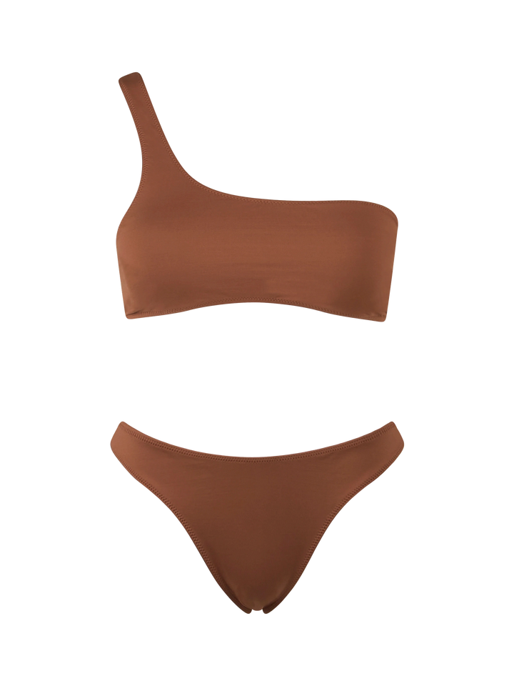 Bikini a bralette monospalla marrone da donna Celestine Naomi