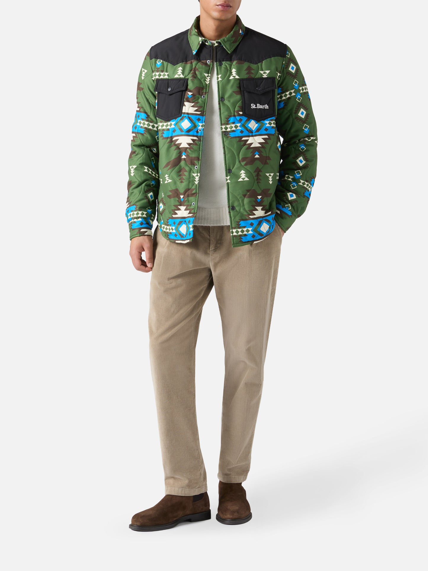 Wattiertes Chalet-Overshirt mit aufgesetzten Taschen