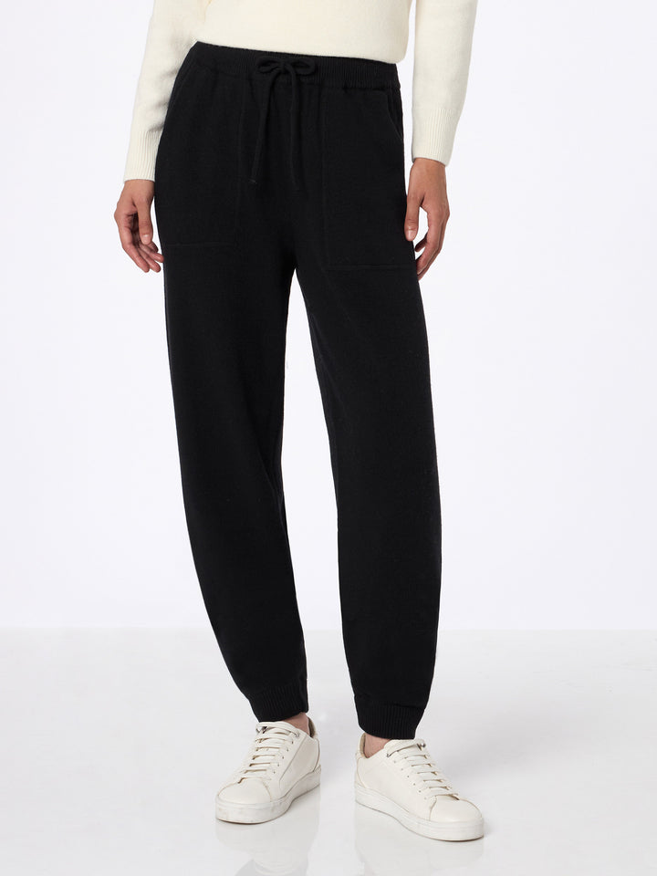 Pantaloni jogger neri da donna in maglia